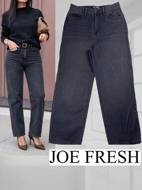 Joe Fresh High Rise Straight Leg Jeans Black Wash Size 29